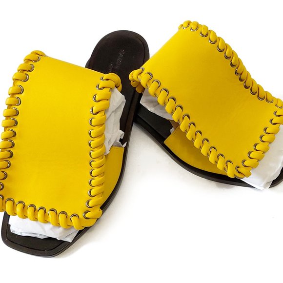 Ganor Dominic London Art Attis Yellow Leather Women's Slides - Picture 3 of 12